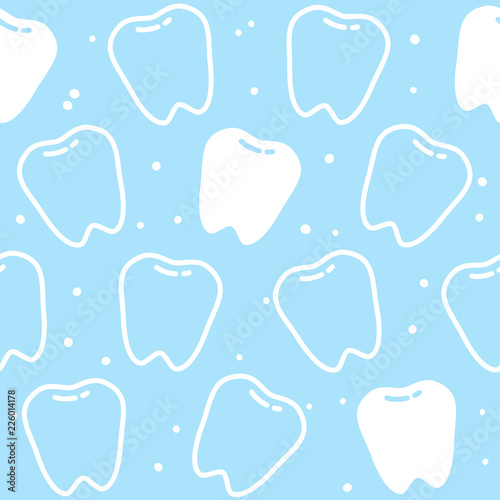 Seamless pattern with cute teeth