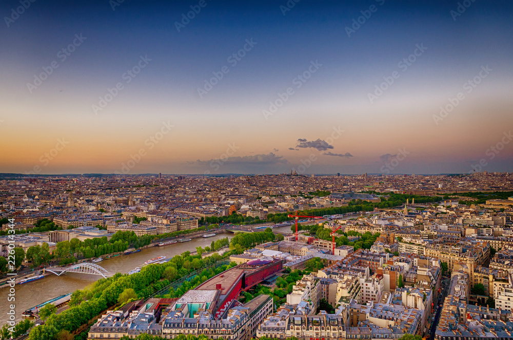 Paris City view at sunset