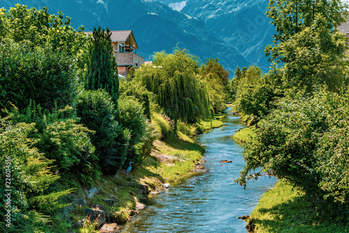 A river in Vaduz, Liechtenstein