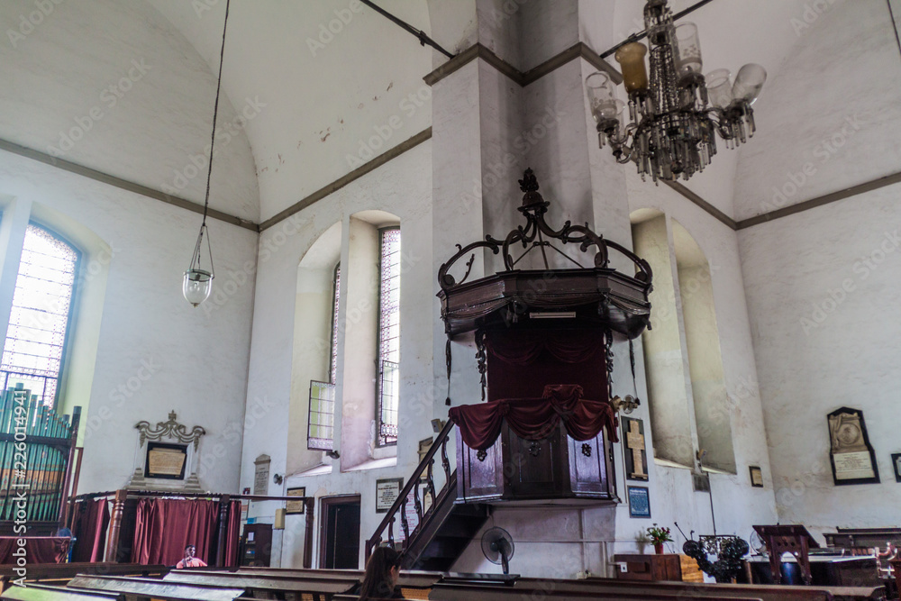 COLOMBO, SRI LANKA - JULY 26, 2016: Interior of Wolvendaal Church  in Colombo, Sri Lanka