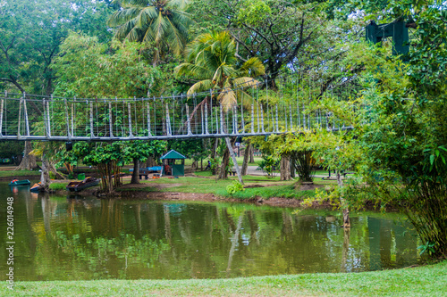 Bridge over a pond in Viharamahadevi park in Colombo, Sri Lanka photo