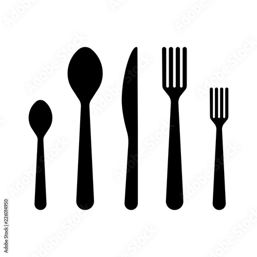 Spoon fork aknife vector icon, restaurant symbol. Simple illustration, flat design for site or mobile app
