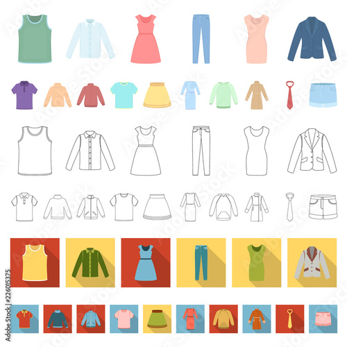 Different kinds of clothes cartoon icons in set collection for design. Clothes and style vector symbol stock web illustration.
