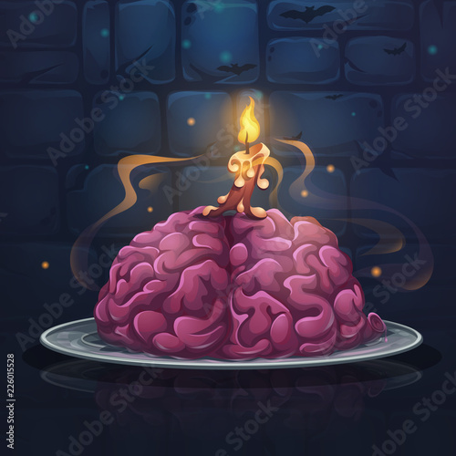 Vector illustration - brains on the plate