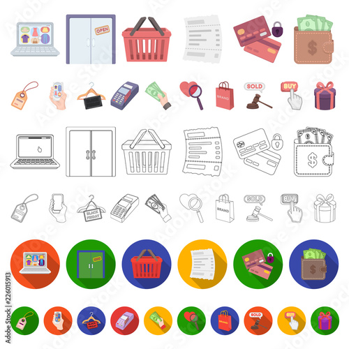 E-commerce, Purchase and sale cartoon icons in set collection for design. Trade and finance vector symbol stock web illustration.