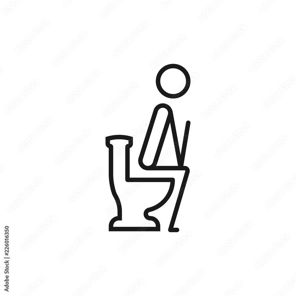 Funny wc restroom symbols. Thin line toilet icon on white background Funny wc restroom symbols. Thin line toilet icon on white background