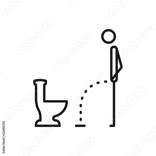 WC, funny symbol. Man or gentleman peeing in toilet. Vector illustration