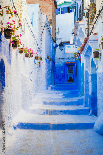 the blue streets of a famous Moroccan city, chefchaouen © All king of people