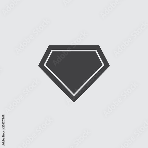 Superhero logo icon in black on a gray background. Vector illustration