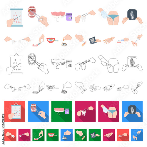 Manipulation by hands cartoon icons in set collection for design. Hand movement in medicine vector symbol stock web illustration.