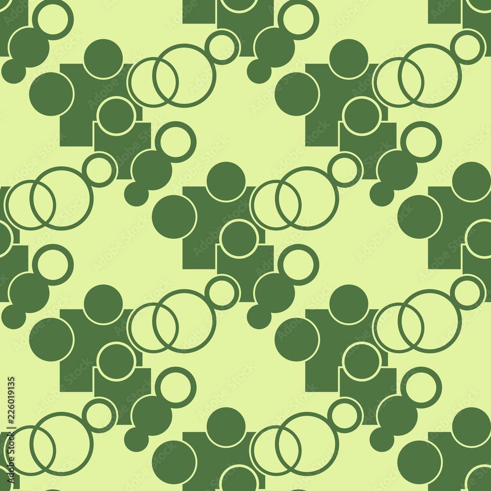 Fototapeta premium Seamless geometric abstract pattern with circles, squere and rings