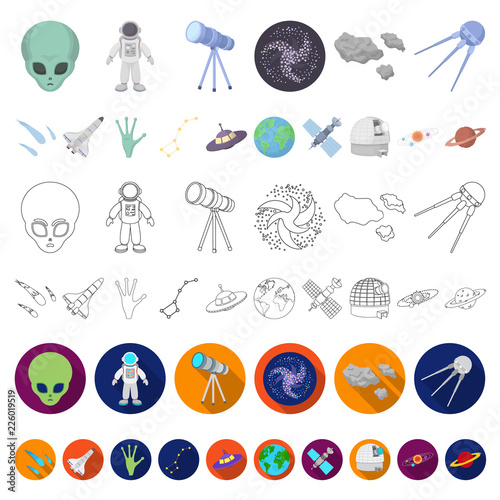 Space technology cartoon icons in set collection for design.Spacecraft and equipment vector symbol stock web illustration.
