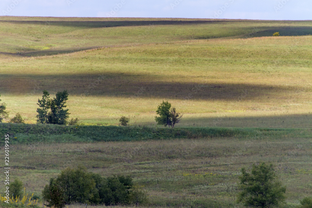 Flint Hills contours, light and shadow, Kansas Flint Hills contours, light and shadow, Kansas
