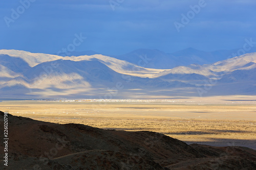 Beautiful landscapes of mountain and clouds with blue sky at Bayan-Ulgii Province in western Mongolia