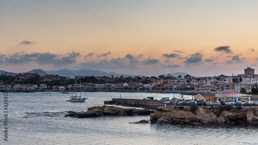View of Cabo de Palos, a port on the Costa Calida costline, in the region of Murcia, Spain