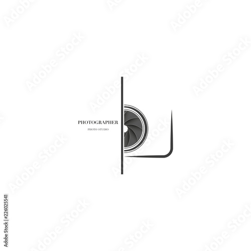 Abstract camera logo vector design template for professional photographer or photo studio