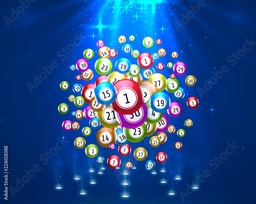 lottery game, balls with numbers, on a colored background. Vectors illustration