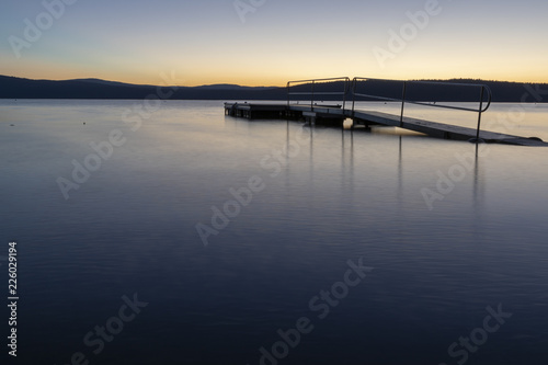 A dock on Lake Almanor  California during sunrise