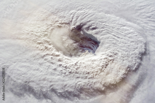 Hurricane Florence over the Atlantics close to the US coast . Gaping eye of a category 4 hurricane. Elements of this image furnished by NASA.