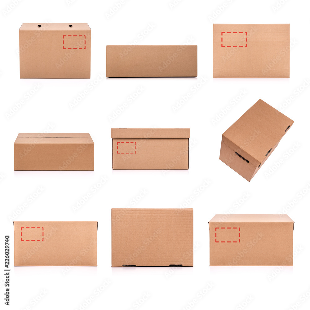 Set of cardboard boxes isolated on a white background. Set of cardboard boxes isolated on a white background.