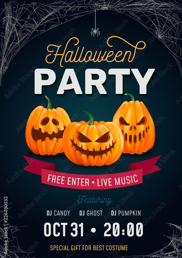 Halloween design template with cobweb and incription 