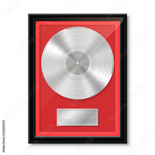 Platinum vinyl in frame on wall, Collection disc