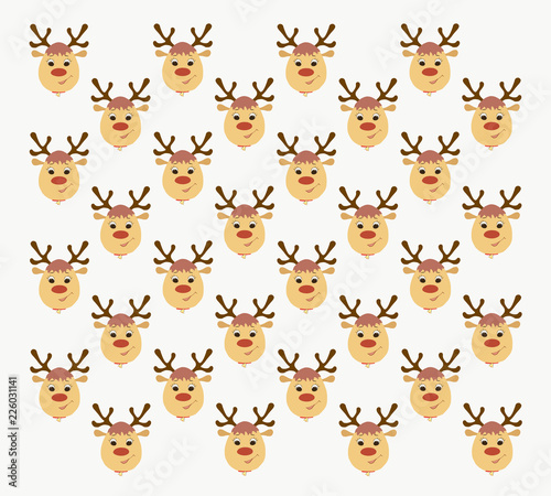Background with lots of funny deer heads with a bell