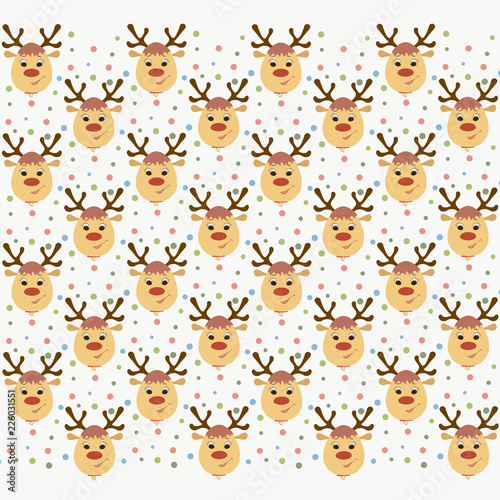 Festive cheerful background with deer heads and multicolored confetti
