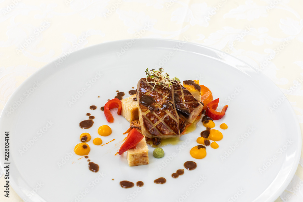 Exquisite food. Dish. Restaurant. Menu. Order. Exquisite dish, creative restaurant meal concept, haute couture food. Exquisite food. Dish. Restaurant. Menu. Order. Exquisite dish, creative restaurant meal concept, haute couture food.