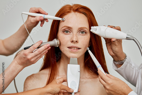 Cosmetology concept. Modern trends in cosmetic procedures photo