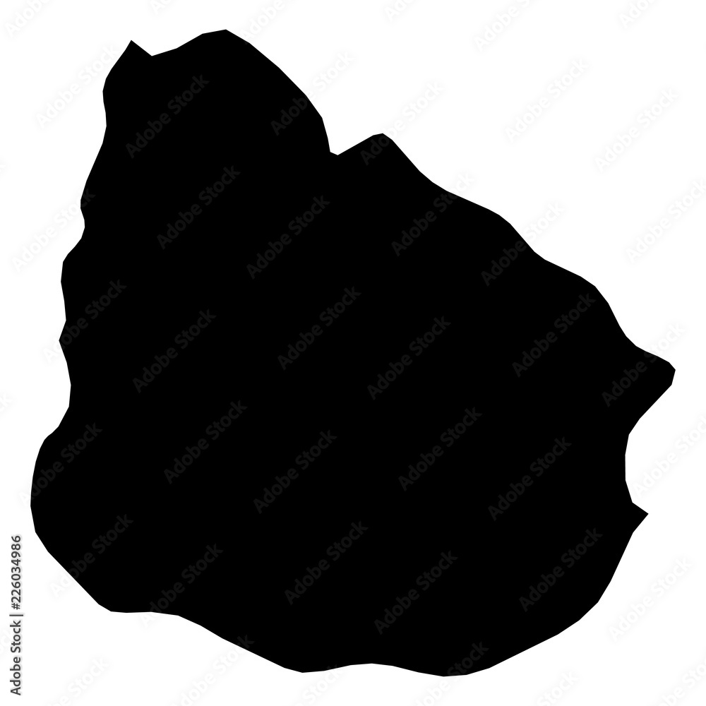 Uruguay - solid black silhouette map of country area. Simple flat vector illustration. Uruguay - solid black silhouette map of country area. Simple flat vector illustration.