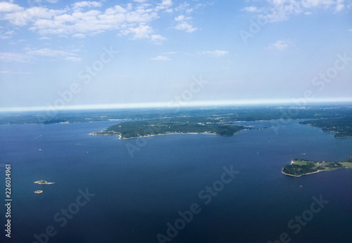 Aerial view of islands and sea