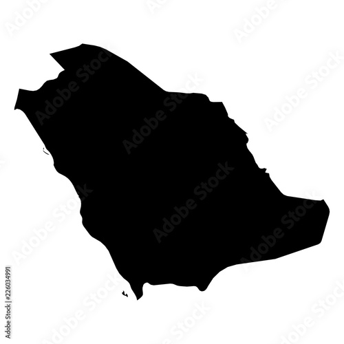 Saudi Arabia - solid black silhouette map of country area. Simple flat vector illustration.