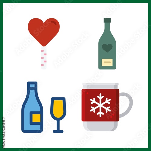 taste icon. lollipop and wine vector icons in taste set. Use this illustration for taste works.