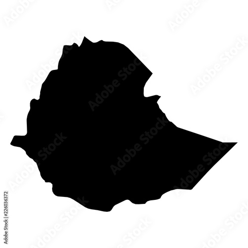 Ethiopia - solid black silhouette map of country area. Simple flat vector illustration.
