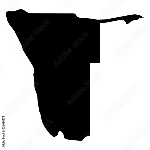 Namibia - solid black silhouette map of country area. Simple flat vector illustration.