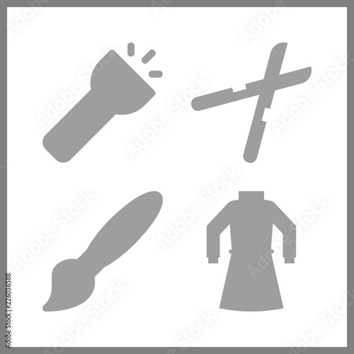 tool icon. pruners and paint brush vector icons in tool set. Use this illustration for tool works.