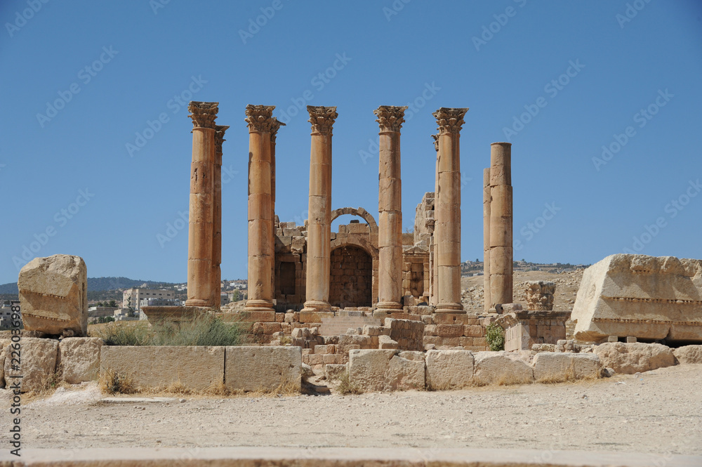 The ruined city of Jerash is Jordan's largest and most interesting Roman site, and a major tourist drawcard. Its imposing ceremonial gates, colonnaded avenues, temples and theatres 