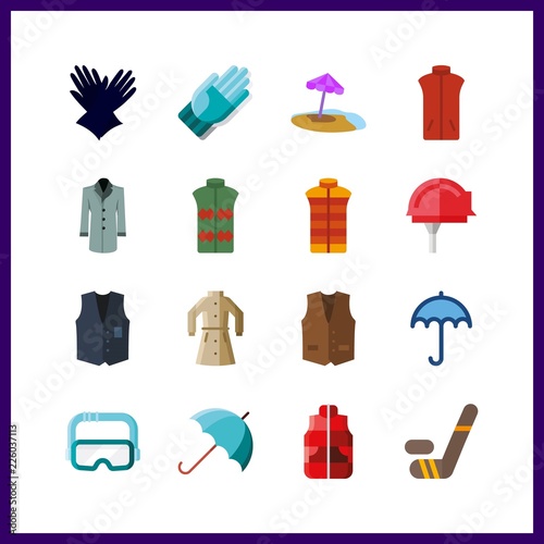 protective icon. worker and umbrella vector icons in protective set. Use this illustration for protective works.