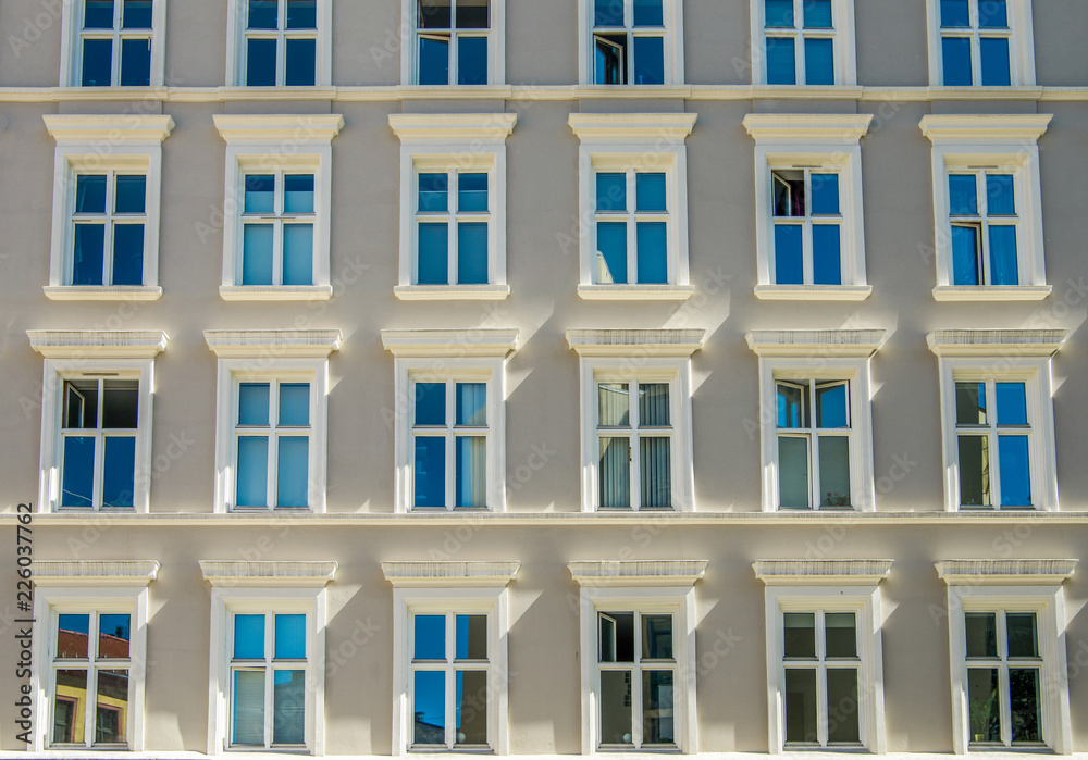 full frame view of beautiful grey house with white windows in oslo, norway full frame view of beautiful grey house with white windows in oslo, norway