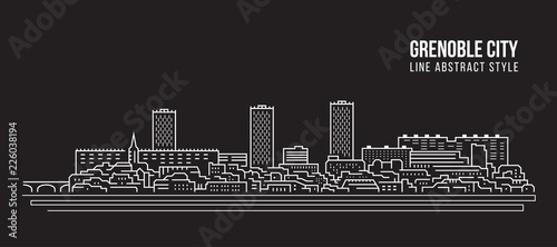 Cityscape Building Line art Vector Illustration design - Grenoble city