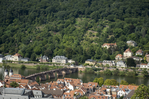 Aerial view landscape and cityscape of Heidelberg old town from Heidelberg Castle at Heidelberg in Baden-Wurttemberg, Germany