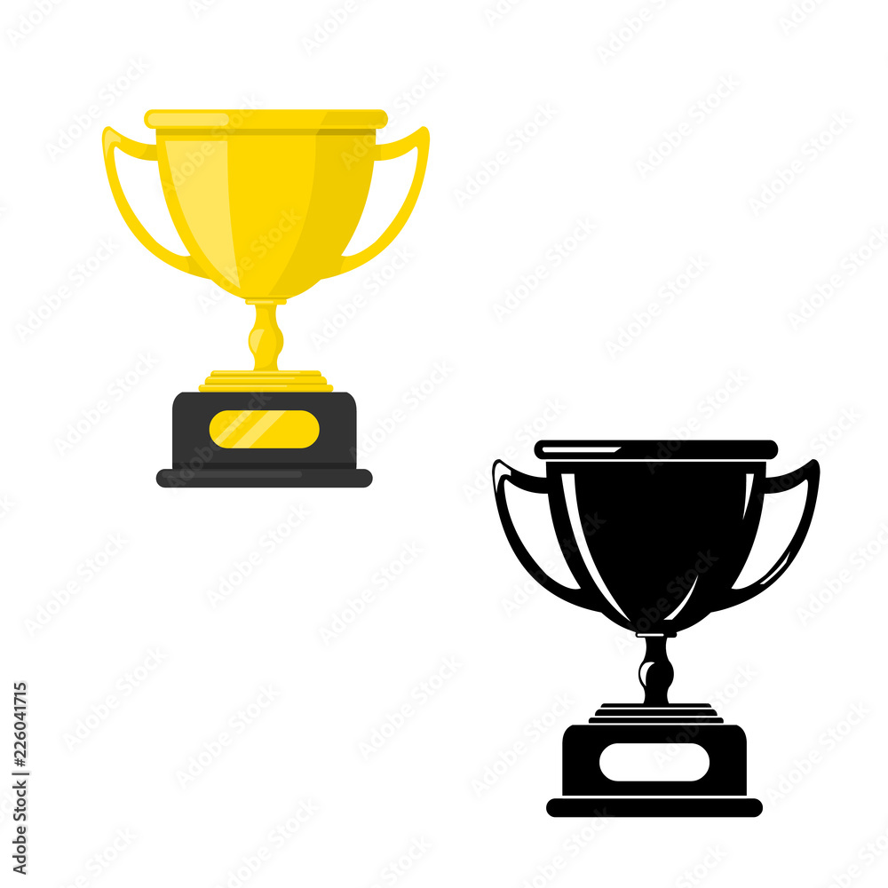 Vector Flat Icon Cup Trophy Illustration With Silhouette. Vector Flat Icon Cup Trophy Illustration With Silhouette.