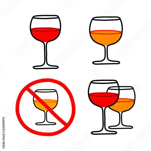 Alcohol drink drawing on white background