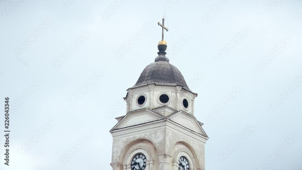 Orthodox church, Tower, Clock and Cross Orthodox church, Tower, Clock and Cross
