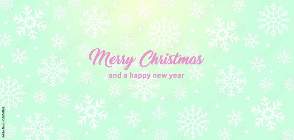 weihnachtliche Design Grußkarte mit Merry Christmas und Schneekristallen