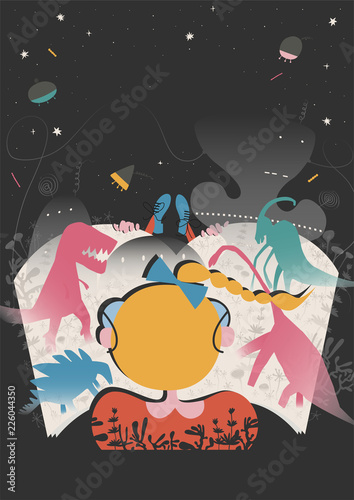 Poster of festival of book illustration concept. Modern graphic design for festival, exhibition, shop