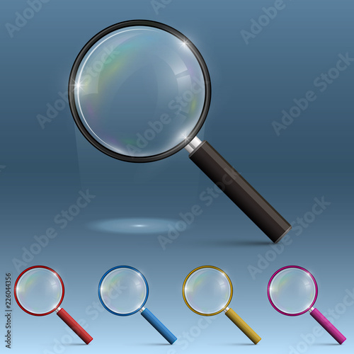 Magnifying glass art set color. Vector illustration