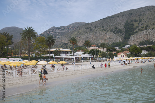 Modello, Italy - September 10, 2018 : View of Mondello beach