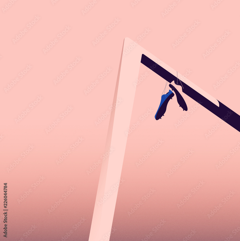 Illustration of shoes hanging from sports bar Illustration of shoes hanging from sports bar